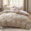 imageBedsure White Duvet Cover Full Size  3 Pieces Prewashed Extra Soft CottonLike Polyester Bedding Set Includes 1 Duvet Cover 80x90 Inches with Zipper Closure amp 2 Pillow Shams Comforter Not Included02  Deep Beige No Comforter