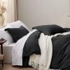 imageBedsure White Duvet Cover Full Size  3 Pieces Prewashed Extra Soft CottonLike Polyester Bedding Set Includes 1 Duvet Cover 80x90 Inches with Zipper Closure amp 2 Pillow Shams Comforter Not Included07  Black No Comforter