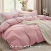 imageBedsure White Duvet Cover Full Size  3 Pieces Prewashed Extra Soft CottonLike Polyester Bedding Set Includes 1 Duvet Cover 80x90 Inches with Zipper Closure amp 2 Pillow Shams Comforter Not Included09  Pink No Comforter