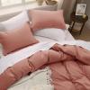 imageBedsure White Duvet Cover Full Size  3 Pieces Prewashed Extra Soft CottonLike Polyester Bedding Set Includes 1 Duvet Cover 80x90 Inches with Zipper Closure amp 2 Pillow Shams Comforter Not Included09  Pink Clay No Comforter