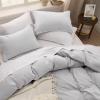 imageBedsure White Duvet Cover Full Size  3 Pieces Prewashed Extra Soft CottonLike Polyester Bedding Set Includes 1 Duvet Cover 80x90 Inches with Zipper Closure amp 2 Pillow Shams Comforter Not Included04  Light Grey No Comforter