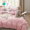 imageBedsure White Duvet Cover Full Size  3 Pieces Prewashed Extra Soft CottonLike Polyester Bedding Set Includes 1 Duvet Cover 80x90 Inches with Zipper Closure amp 2 Pillow Shams Comforter Not Included09  Pink No Comforter