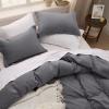 imageBedsure White Duvet Cover Full Size  3 Pieces Prewashed Extra Soft CottonLike Polyester Bedding Set Includes 1 Duvet Cover 80x90 Inches with Zipper Closure amp 2 Pillow Shams Comforter Not Included04  Dark Grey No Comforter