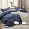 imageBedsure White Duvet Cover Full Size  3 Pieces Prewashed Extra Soft CottonLike Polyester Bedding Set Includes 1 Duvet Cover 80x90 Inches with Zipper Closure amp 2 Pillow Shams Comforter Not Included05  Navy No Comforter