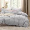 imageBedsure White Duvet Cover Full Size  3 Pieces Prewashed Extra Soft CottonLike Polyester Bedding Set Includes 1 Duvet Cover 80x90 Inches with Zipper Closure amp 2 Pillow Shams Comforter Not Included04  Light Grey No Comforter