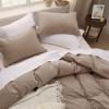 imageBedsure White Duvet Cover Full Size  3 Pieces Prewashed Extra Soft CottonLike Polyester Bedding Set Includes 1 Duvet Cover 80x90 Inches with Zipper Closure amp 2 Pillow Shams Comforter Not Included02  Khaki No Comforter