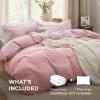 imageBedsure White Duvet Cover Full Size  3 Pieces Prewashed Extra Soft CottonLike Polyester Bedding Set Includes 1 Duvet Cover 80x90 Inches with Zipper Closure amp 2 Pillow Shams Comforter Not Included09  Pink No Comforter
