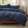 imageBedsure White Duvet Cover Full Size  3 Pieces Prewashed Extra Soft CottonLike Polyester Bedding Set Includes 1 Duvet Cover 80x90 Inches with Zipper Closure amp 2 Pillow Shams Comforter Not Included05  Navy No Comforter