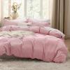 imageBedsure White Duvet Cover Full Size  3 Pieces Prewashed Extra Soft CottonLike Polyester Bedding Set Includes 1 Duvet Cover 80x90 Inches with Zipper Closure amp 2 Pillow Shams Comforter Not Included09  Pink No Comforter