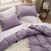 imageBedsure White Duvet Cover Full Size  3 Pieces Prewashed Extra Soft CottonLike Polyester Bedding Set Includes 1 Duvet Cover 80x90 Inches with Zipper Closure amp 2 Pillow Shams Comforter Not Included06  Grayish Purple No Comforter