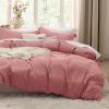 imageBedsure White Duvet Cover Full Size  3 Pieces Prewashed Extra Soft CottonLike Polyester Bedding Set Includes 1 Duvet Cover 80x90 Inches with Zipper Closure amp 2 Pillow Shams Comforter Not Included09  Pink Clay No Comforter