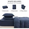 imageBedsure White Duvet Cover Full Size  3 Pieces Prewashed Extra Soft CottonLike Polyester Bedding Set Includes 1 Duvet Cover 80x90 Inches with Zipper Closure amp 2 Pillow Shams Comforter Not Included05  Navy No Comforter