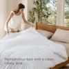imageBedsure White Duvet Cover Full Size  3 Pieces Prewashed Extra Soft CottonLike Polyester Bedding Set Includes 1 Duvet Cover 80x90 Inches with Zipper Closure amp 2 Pillow Shams Comforter Not Included00  White No Comforter
