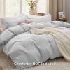 imageBedsure White Duvet Cover Full Size  3 Pieces Prewashed Extra Soft CottonLike Polyester Bedding Set Includes 1 Duvet Cover 80x90 Inches with Zipper Closure amp 2 Pillow Shams Comforter Not Included04  Light Grey No Comforter