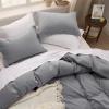 imageBedsure White Duvet Cover Full Size  3 Pieces Prewashed Extra Soft CottonLike Polyester Bedding Set Includes 1 Duvet Cover 80x90 Inches with Zipper Closure amp 2 Pillow Shams Comforter Not Included04  Grey No Comforter