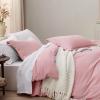 imageBedsure White Duvet Cover Full Size  3 Pieces Prewashed Extra Soft CottonLike Polyester Bedding Set Includes 1 Duvet Cover 80x90 Inches with Zipper Closure amp 2 Pillow Shams Comforter Not Included09  Pink No Comforter