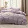 imageBedsure White Duvet Cover Full Size  3 Pieces Prewashed Extra Soft CottonLike Polyester Bedding Set Includes 1 Duvet Cover 80x90 Inches with Zipper Closure amp 2 Pillow Shams Comforter Not Included06  Dusty Purple No Comforter