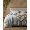 imageBedsure 100 Linen Duvet Cover King Size Washed 170 GMS European FlaxLinen Soft 3pcs Bedding Set with Button Closure for Farmhouse Natural Texture Breathable for Hot Sleeper Grey KingNorthern Droplet Grey No Comforter