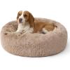 imageBedsure Calming Dog Beds Large Sized Dog  36in Donut Washable Large Pet BedAntiSlip Removable Cover420GSM Round AntiAnxiety Fluffy Plush Faux Fur Bed Fits up to 80 lbs PetsPlus VersionCamel