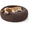 imageBedsure Calming Dog Beds Large Sized Dog  36in Donut Washable Large Pet BedAntiSlip Removable Cover420GSM Round AntiAnxiety Fluffy Plush Faux Fur Bed Fits up to 80 lbs PetsPlus VersionChestnut Brown