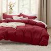 imageBedsure White Duvet Cover Full Size  3 Pieces Prewashed Extra Soft CottonLike Polyester Bedding Set Includes 1 Duvet Cover 80x90 Inches with Zipper Closure amp 2 Pillow Shams Comforter Not Included10  Red No Comforter