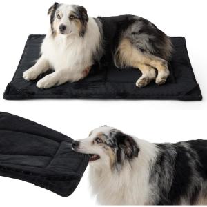 imageBedsure Chew Proof Dog Bed Large Sized Dog  Chew Resistant Dog Crate Pad Machine Washable Durable Kennel Mat for Chewers with Reinforced Corners Black 35x22 inXLCrate 41L x 27W x 1Th
