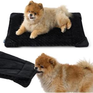 imageBedsure Chew Proof Dog Bed Large Sized Dog  Chew Resistant Dog Crate Pad Machine Washable Durable Kennel Mat for Chewers with Reinforced Corners Black 35x22 inSmall 24L x 17W x 1Th
