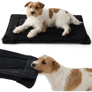 imageBedsure Chew Proof Dog Bed Large Sized Dog  Chew Resistant Dog Crate Pad Machine Washable Durable Kennel Mat for Chewers with Reinforced Corners Black 35x22 inMedium 29L x 18W x 1Th