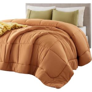 imageBedsure Comforter Duvet Insert  Quilted Comforters Queen Size All Season Duvet GentleSoft Down Alternative Bedding with 8 Tabs Gifts for WomenMen White Queen 88 x 88 InchesBurnt Orange
