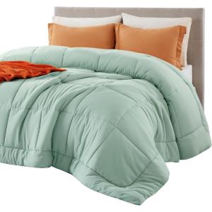 imageBedsure Comforter Duvet Insert  Quilted Comforters Queen Size All Season Duvet GentleSoft Down Alternative Bedding with 8 Tabs Gifts for WomenMen White Queen 88 x 88 InchesSage Green