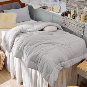 imageBedsure Comforter Duvet Insert  Quilted Comforters Queen Size All Season Duvet GentleSoft Down Alternative Bedding with 8 Tabs Gifts for WomenMen White Queen 88 x 88 InchesLight Grey