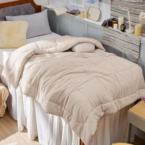 imageBedsure Comforter Duvet Insert  Quilted Comforters Queen Size All Season Duvet GentleSoft Down Alternative Bedding with 8 Tabs Gifts for WomenMen White Queen 88 x 88 InchesBeige