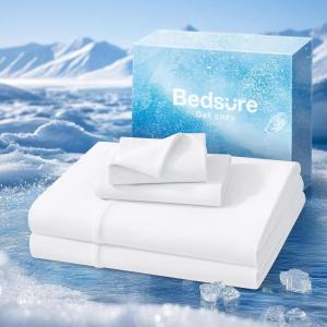 imageBedsure Cooling Sheets Queen Size Cooling Bed Sheets for Hot Sleepers Chill Cool Sheet Deep Pocket Up to 18 Inches Soft amp Breathable Queen Sheet Set 4 Pieces White02  White