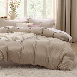 imageBedsure White Duvet Cover Full Size  3 Pieces Prewashed Extra Soft CottonLike Polyester Bedding Set Includes 1 Duvet Cover 80x90 Inches with Zipper Closure amp 2 Pillow Shams Comforter Not Included02  Deep Beige No Comforter