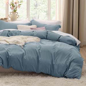imageBedsure White Duvet Cover Full Size  3 Pieces Prewashed Extra Soft CottonLike Polyester Bedding Set Includes 1 Duvet Cover 80x90 Inches with Zipper Closure amp 2 Pillow Shams Comforter Not Included05  Mineral Blue No Comforter