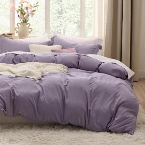 imageBedsure White Duvet Cover Full Size  3 Pieces Prewashed Extra Soft CottonLike Polyester Bedding Set Includes 1 Duvet Cover 80x90 Inches with Zipper Closure amp 2 Pillow Shams Comforter Not Included06  Grayish Purple No Comforter