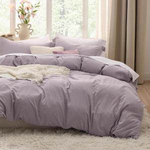 imageBedsure White Duvet Cover Full Size  3 Pieces Prewashed Extra Soft CottonLike Polyester Bedding Set Includes 1 Duvet Cover 80x90 Inches with Zipper Closure amp 2 Pillow Shams Comforter Not Included06  Dusty Purple No Comforter