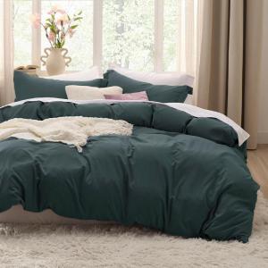 imageBedsure White Duvet Cover Full Size  3 Pieces Prewashed Extra Soft CottonLike Polyester Bedding Set Includes 1 Duvet Cover 80x90 Inches with Zipper Closure amp 2 Pillow Shams Comforter Not Included03  Forest Green No Comforter
