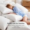 imageBedsure Bed Pillows Queen Size Set of 2  Hotel Quality Down Alternative Support Gusseted Pillow for Sleeping  100 Cotton Cover 300 Thread Count  PureWoven Bedding for Back Stomach SleepersWhite