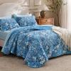 imageBedsure Floral Quilt Queen Size  Reversible Blue Floral Comforter Queen Size Spring amp Summer Lightweight Bedspread Quilted Bedding Soft Microfiber Coverlet for All Seasons 90x96  Lightweight Summer Reversible Ultra Soft Floral02  Blue Botanical