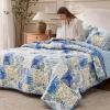 imageBedsure Floral Quilt Queen Size  Reversible Blue Floral Comforter Queen Size Spring amp Summer Lightweight Bedspread Quilted Bedding Soft Microfiber Coverlet for All Seasons 90x96  Lightweight Summer Reversible Ultra Soft Floral01  Patchwork Blue