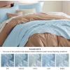 imageBedsure Quilts Queen Size  Lightweight Bedspreads Queen Size with Classic Honeycomb Quilting Soft Quilt Bedding Set White Comforter Set Coverlet for All Seasons with 2 Pillow Shams 90 x 96  SkinFriendly Soft AllSeason Comfort Breathable Lightweight Machine Washable25  Sky Blue