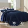 imageBedsure Quilts Queen Size  Lightweight Bedspreads Queen Size with Classic Honeycomb Quilting Soft Quilt Bedding Set White Comforter Set Coverlet for All Seasons with 2 Pillow Shams 90 x 96  SkinFriendly Soft AllSeason Comfort Breathable Lightweight Machine Washable05  Navy Honeycomb
