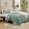 imageBedsure Quilts Queen Size  Lightweight Bedspreads Queen Size with Classic Honeycomb Quilting Soft Quilt Bedding Set White Comforter Set Coverlet for All Seasons with 2 Pillow Shams 90 x 96  SkinFriendly Soft AllSeason Comfort Breathable Lightweight Machine Washable09  Sage Green Lucky Star