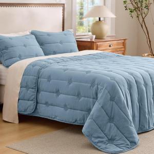 imageBedsure Green Bedspreads Queen Size  Ultra Soft PreWashed CloudLike Quilt Set Bedding Summer Queen Size Quilt Breathable amp Cozy Coverlets for All Season with 2 Matching Shams 90x96 Inches04  Dusty Blue
