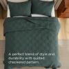 imageBedsure 100 Cotton Quilt Set  Queen Size Bedspread Lightweight Soft Bed Coverlet PureWoven 3Piece Cozy Stitching Comforter with 2 Pillow Shams in Embroidery Clover Pattern 90x96 in Linen Beige10  Dark Green Checker