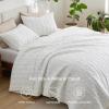 imageBedsure 100 Cotton Quilt Set  Queen Size Bedspread Lightweight Soft Bed Coverlet PureWoven 3Piece Cozy Stitching Comforter with 2 Pillow Shams in Embroidery Clover Pattern 90x96 in Linen Beige07  White  Tribal Geometry