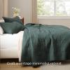 imageBedsure 100 Cotton Quilt Set  Queen Size Bedspread Lightweight Soft Bed Coverlet PureWoven 3Piece Cozy Stitching Comforter with 2 Pillow Shams in Embroidery Clover Pattern 90x96 in Linen Beige10  Dark Green Checker