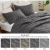 imageBedsure 100 Cotton Quilt Set  Queen Size Bedspread Lightweight Soft Bed Coverlet PureWoven 3Piece Cozy Stitching Comforter with 2 Pillow Shams in Embroidery Clover Pattern 90x96 in Linen Beige04  Grey  Tribal Geometry