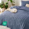 imageBedsure 100 Cotton Quilt Set  Queen Size Bedspread Lightweight Soft Bed Coverlet PureWoven 3Piece Cozy Stitching Comforter with 2 Pillow Shams in Embroidery Clover Pattern 90x96 in Linen Beige03  Navy Blue  Tribal Geometry